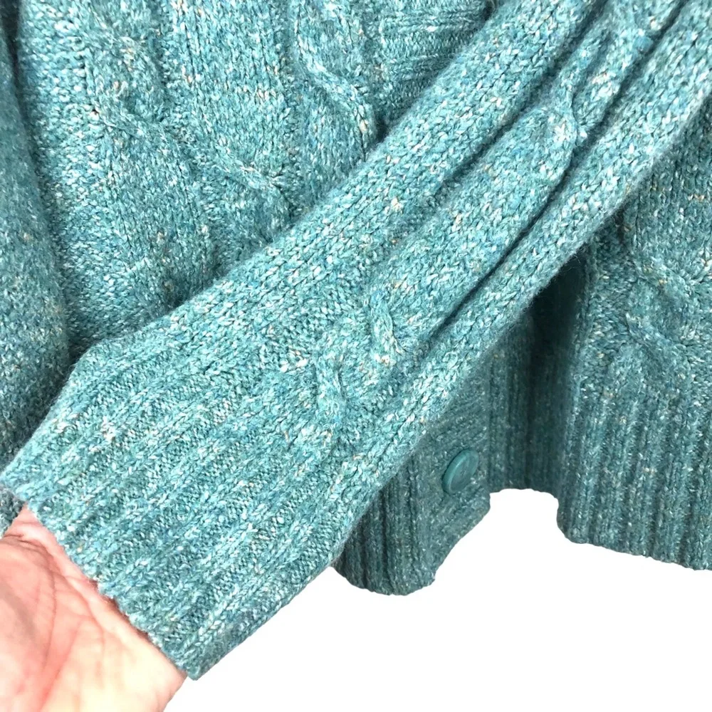 L.L. Bean Wool Blend Cable Knit Cardigan Sweater - Picture 5 of 8